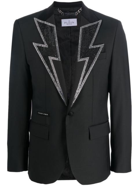 PHILIPP PLEIN crystal-embellished 단 하나 breasted blazer