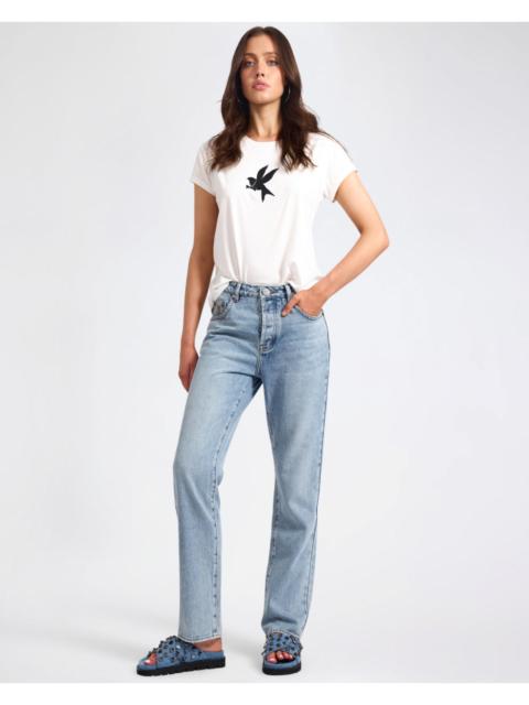 ONE TEASPOON Austins Mid Waist Relaxed Straight Leg Jeans - Misty Blue