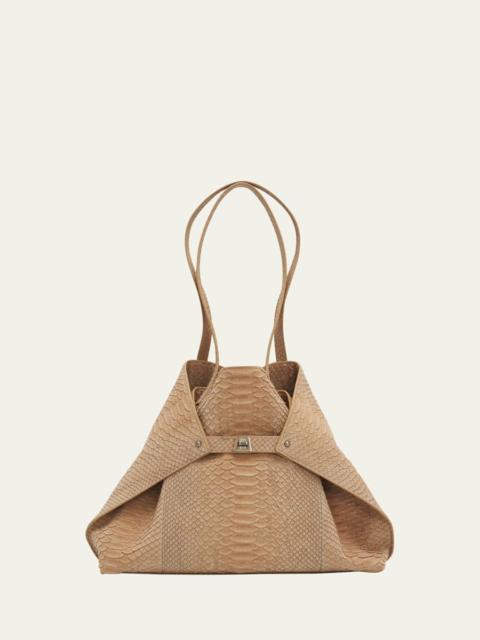 AKRIS Ai Medium Snakeskin Suede Shoulder Bag