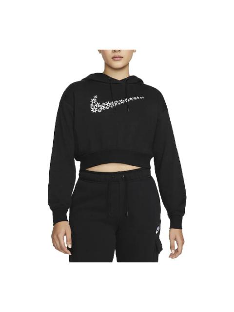 Nike (WMNS) Nike Sportswear Logo Embroidered Loose Fleece Hoodie Black DO7257-010
