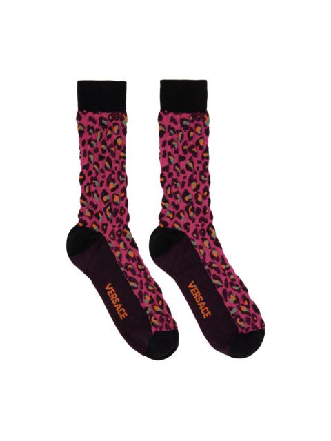 VERSACE Pink Leopard Socks