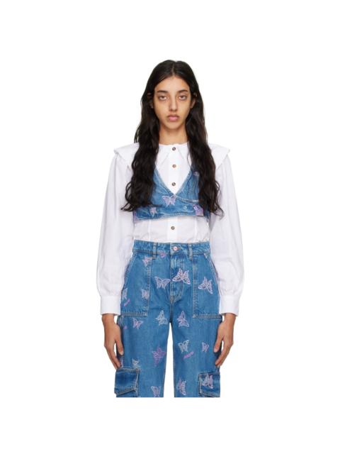 GANNI Blue Embroidered Tank Top