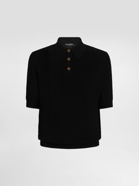 Dolce & Gabbana Polo shirt in perforated cotton