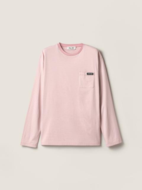 Miu Miu Long-sleeved cotton jersey T-shirt