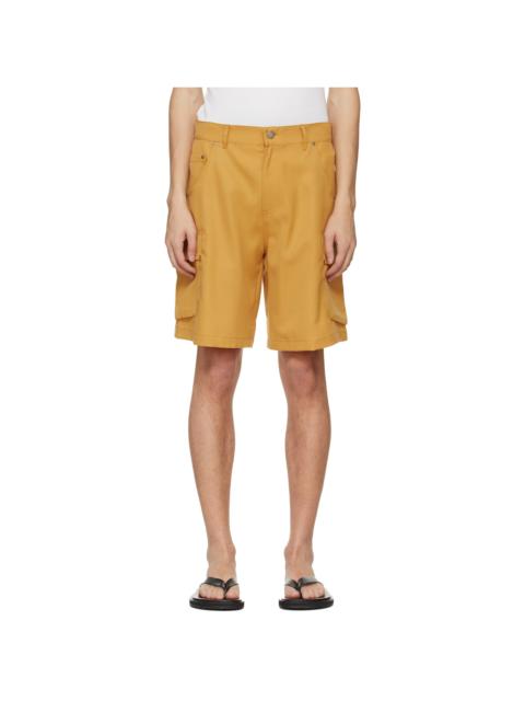 SERAPIS Yellow Riveted Linen Cargo Shorts