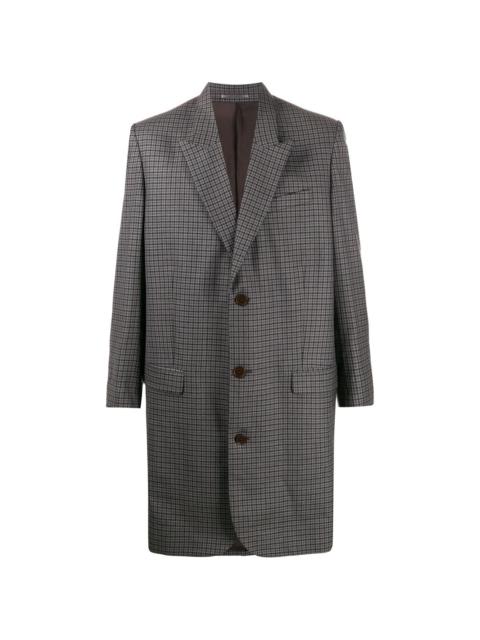 single-breasted check coat