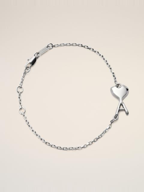 AMI Paris SILVER BRASS BRACELET WITH HAMMERED AMI DE COEUR