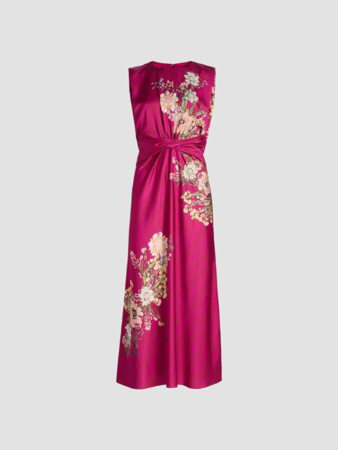 SALONI Women's Gwen Floral Satin Midi Dress - Aster Bouquet Placement