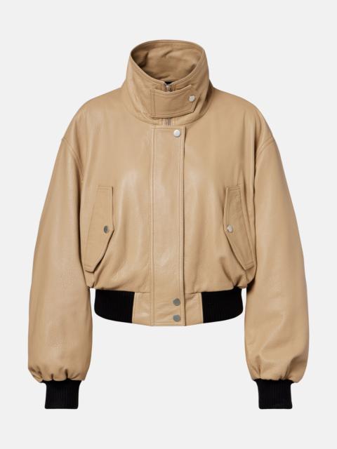 NOUR HAMMOUR Briar cropped leather blouson jacket