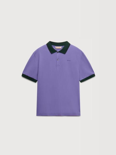 Marni PURPLE PIQUÉ POLO SHIRT WITH CONTRAST TRIMS