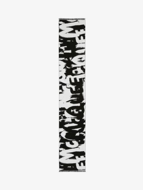 Alexander McQueen Mcqueen Graffiti Scarf in Black/ivory