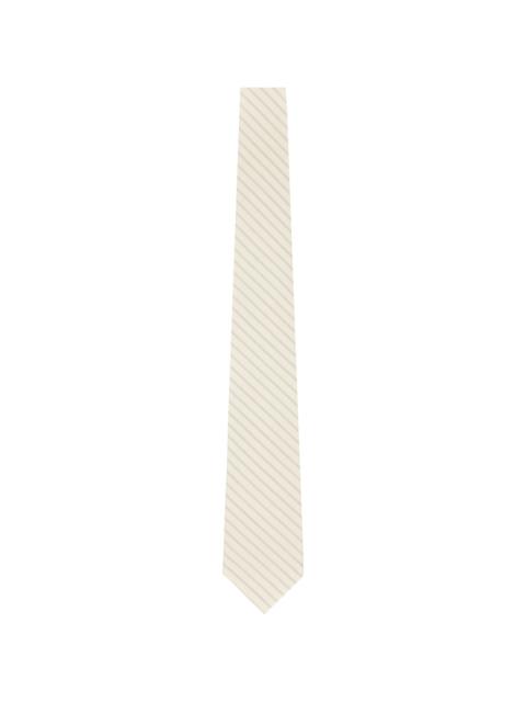 AURALEE Off-White Super Fine Wool Stripe Tie