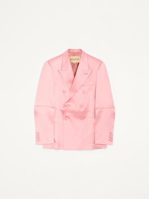 Valentino VALENTINO DOUBLE-BREASTED JACKET IN DOUBLE-FACE DUCHESSE SILK WITH PRESSED CREASE
