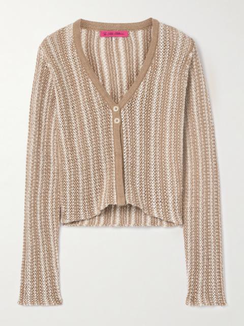 The Elder Statesman Nora Lite Striped Crocheted Cotton Cardigan