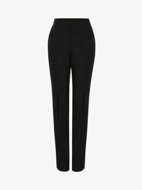 Women's Slashed Cigarette Trousers in Black