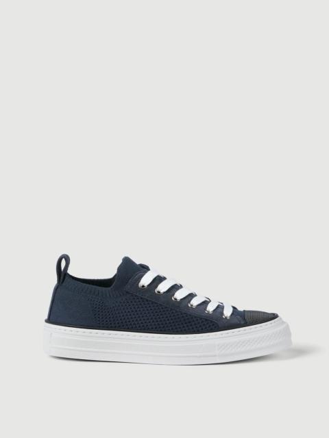 Brunello Cucinelli Cotton knit and suede sneakers with precious toe