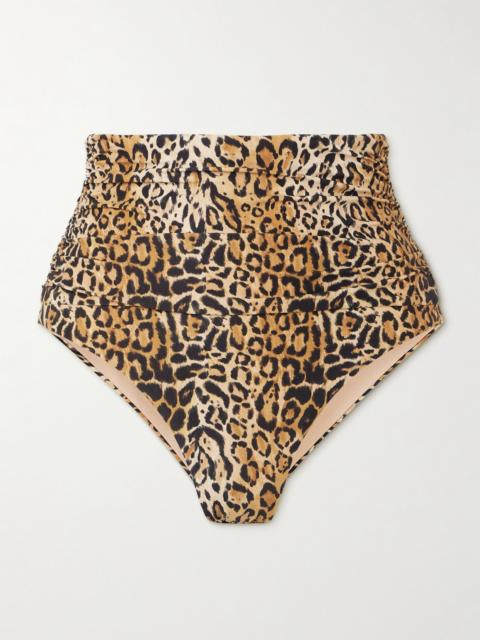 MELISSA ODABASH Catania Ruched Leopard-print Bikini Briefs