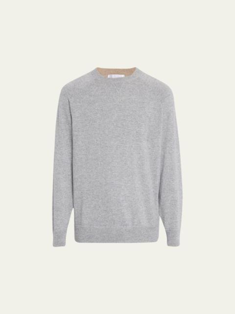 Brunello Cucinelli Men's Cashmere Raglan Crewneck Sweater
