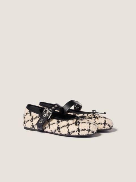 Miu Miu Bouclé check ballerinas
