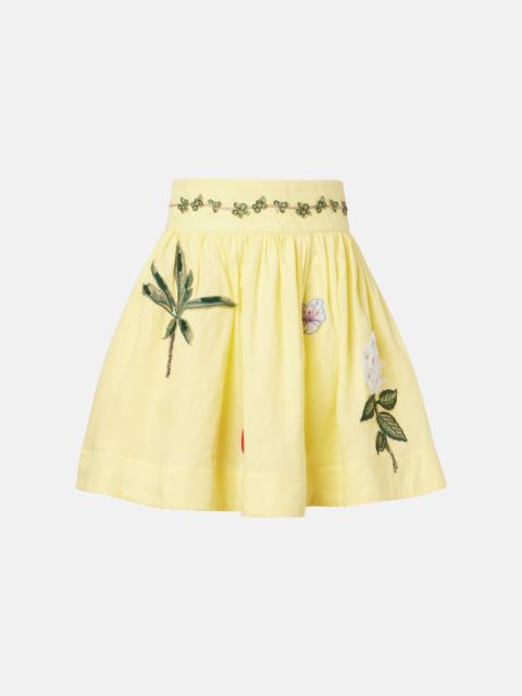 Agua by Agua Bendita Nori floral-appliqué linen miniskirt
