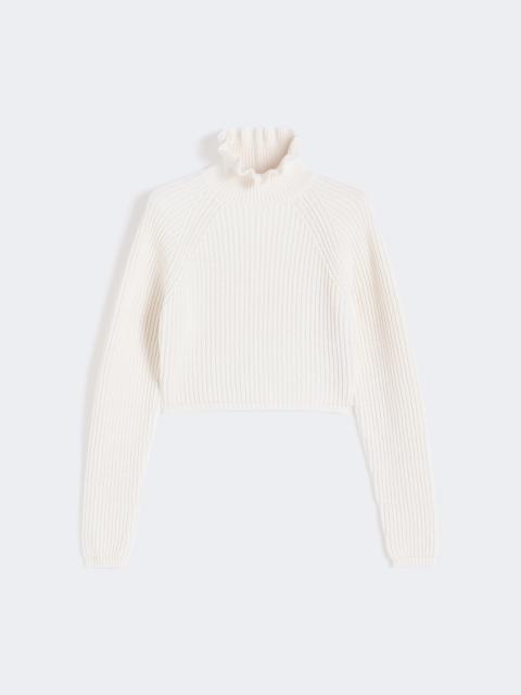 Max Mara Cotton cordonnet cropped jumper - WHITE