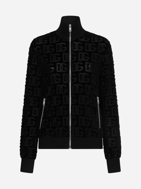 Jacquard jersey sweatshirt with all-over DG detail and zipper