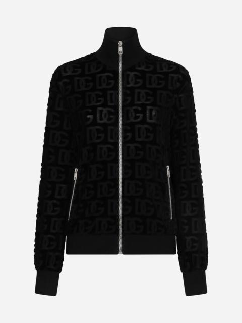 Dolce & Gabbana Jacquard jersey sweatshirt with all-over DG detail and zipper