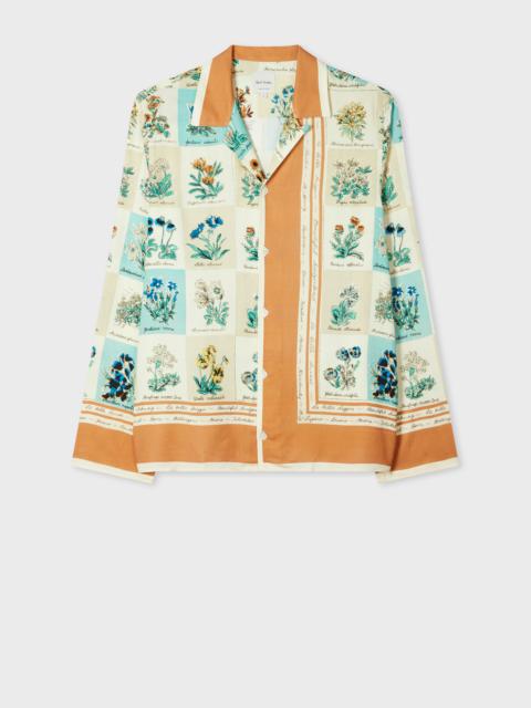 Paul Smith Ecru 'Floral Scarf' Print Viscose Shirt