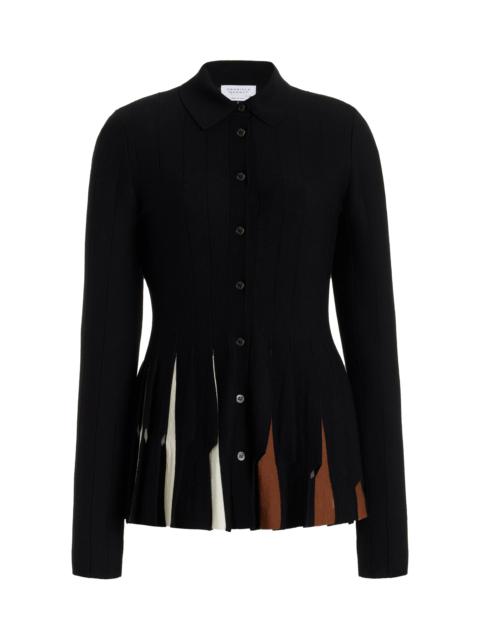GABRIELA HEARST Octavia Pleated Top in Black Multi Merino Wool