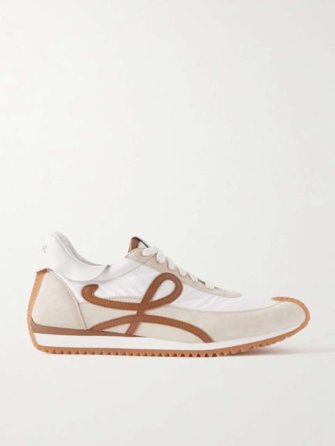 + Paula's Ibiza Flow Runner Leather-Trimmed Suede and Shell Sneakers