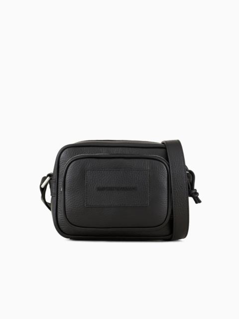 EMPORIO ARMANI Tumbled-leather camera case with shoulder strap