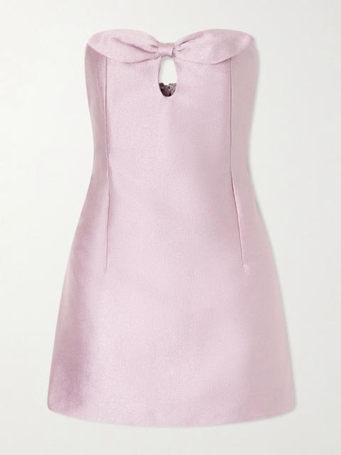 BERNADETTE Charlotte strapless bow-detailed satin mini dress Pink