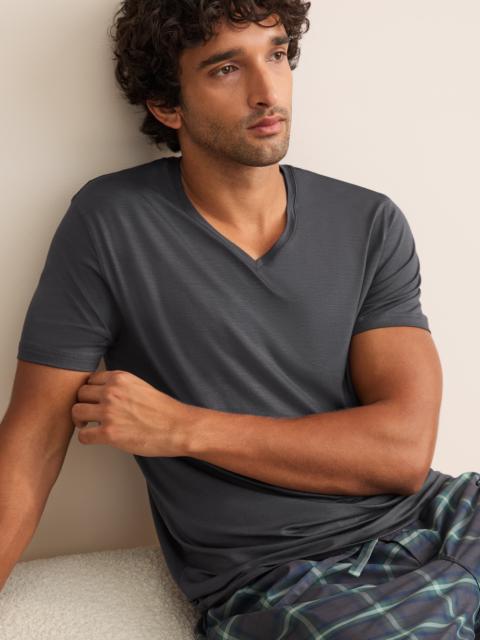Derek Rose Basel Micro Modal V-Neck T-Shirt Elephant Gray