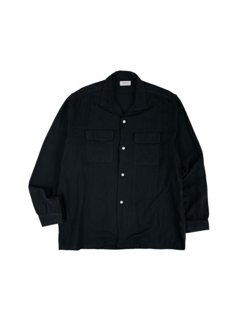 The Real McCoys MS26008 Open Collar Rayon Shirt Black