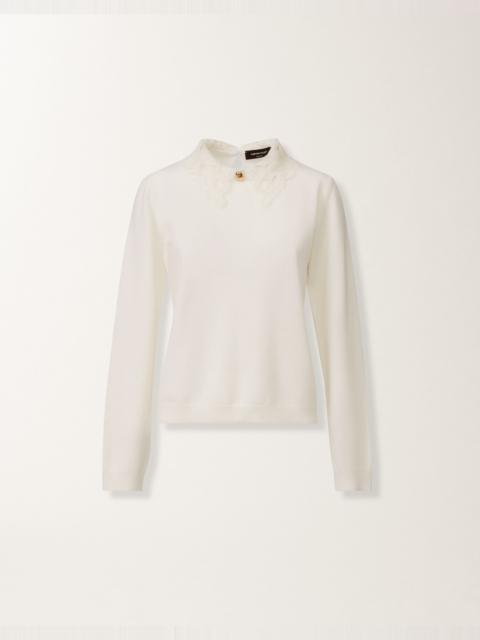 FABIANA FILIPPI Platinum sweater with macramé lace