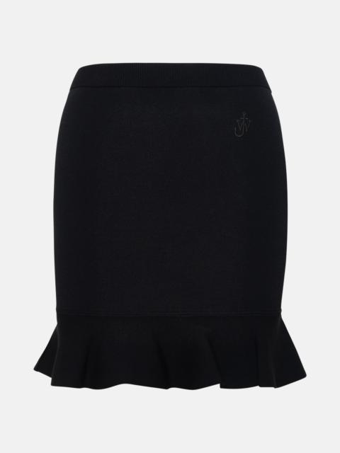 Black viscose blend skirt