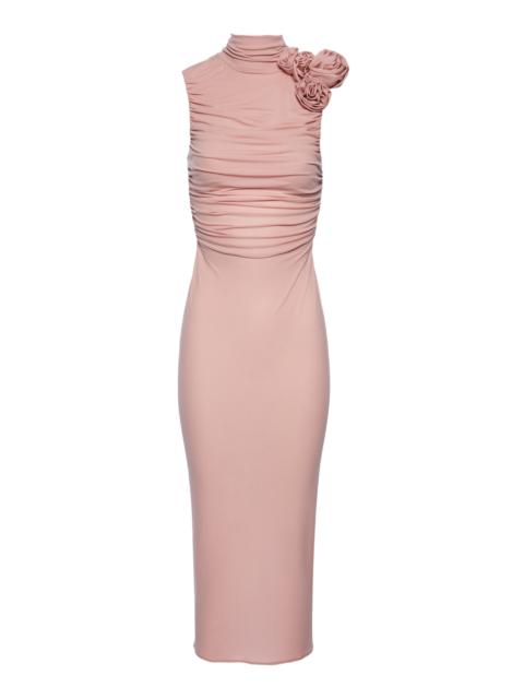 MAGDA BUTRYM Rosette Stretch-Silk Maxi Dress pink