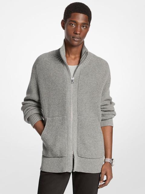 MICHAEL KORS Wool Blend Zip-Up Sweater