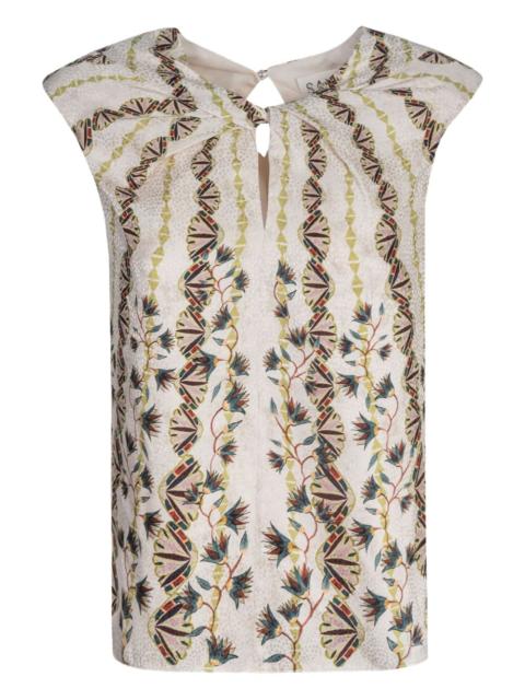 SALONI Claudia B keyhole-neckline blouse