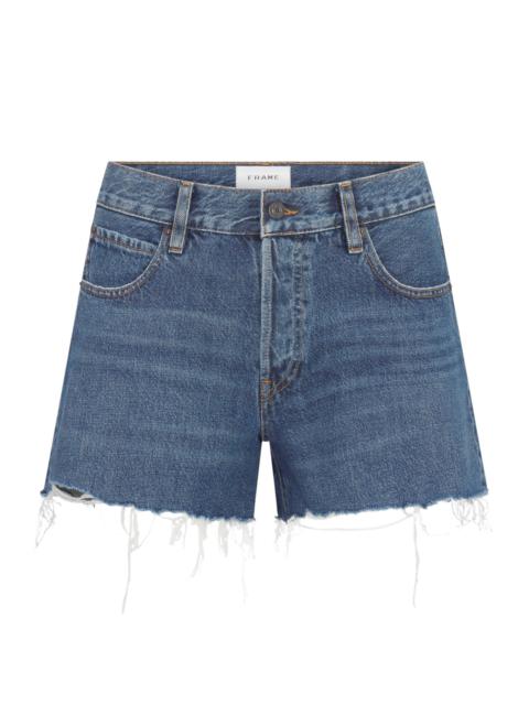 FRAME Women's The Long Hang Raw-Edge Denim Shorts - Goose