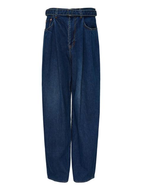 sacai Belted Wide-Leg Denim Jeans