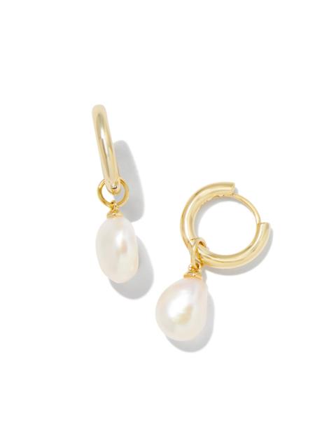 KENDRA SCOTT Willa Convertible Gold Pearl Huggie Earrings