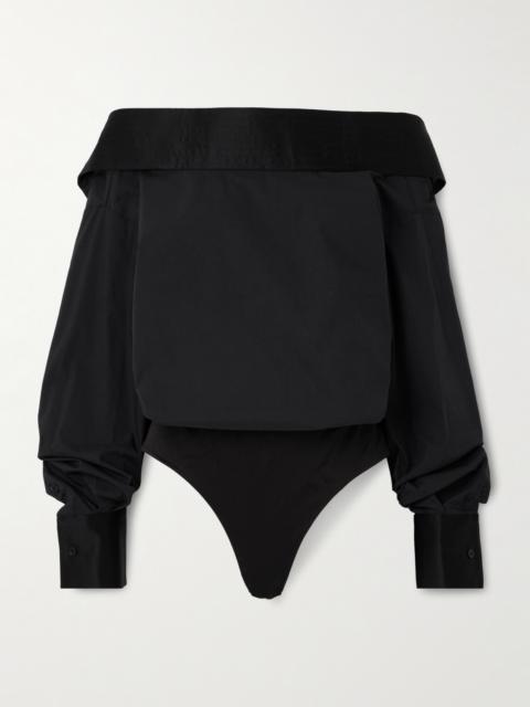ABADIA Satin-trimmed Cotton-blend Poplin Bodysuit