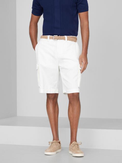 Garment-dyed Bermuda shorts in twisted cotton gabardine with cargo pockets
