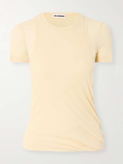 Jil Sander Layered cotton-crepe T-shirt Beige