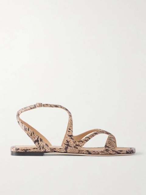 JIMMY CHOO Ayla Snake-effect Leather Sandals