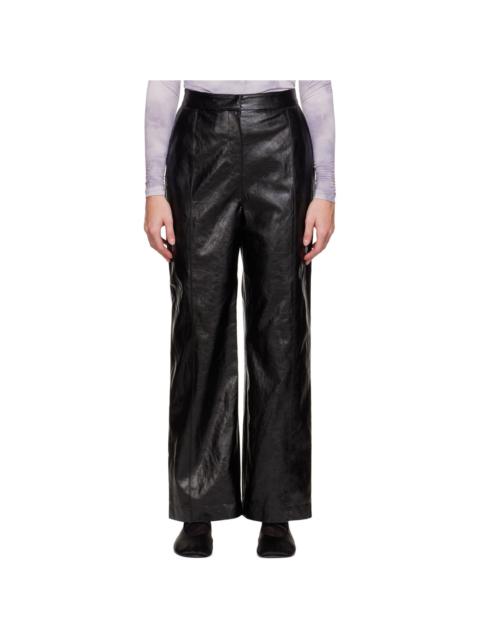 Black Grained Faux-Leather Pants