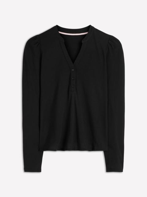 BODEN Supersoft Open Neck Henley-Black