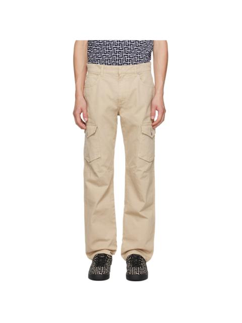 Balmain Beige Darted Cargo Pants