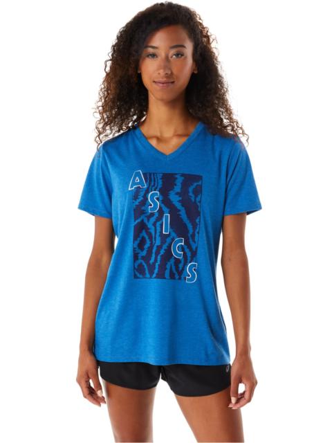 Asics WOMEN'S SHORT SLEEVE ASICS PRINT V-NECK
